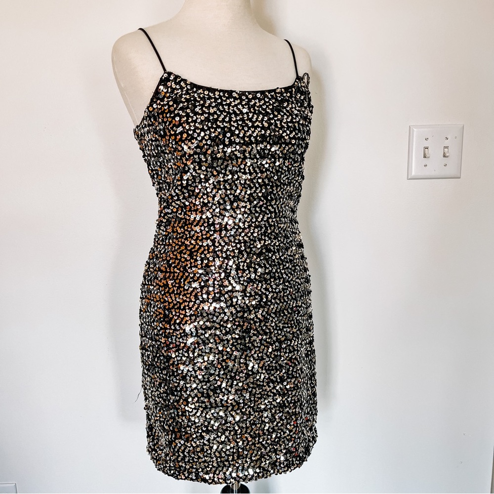 Roberta | Vintage Black Sequin Mini Dress